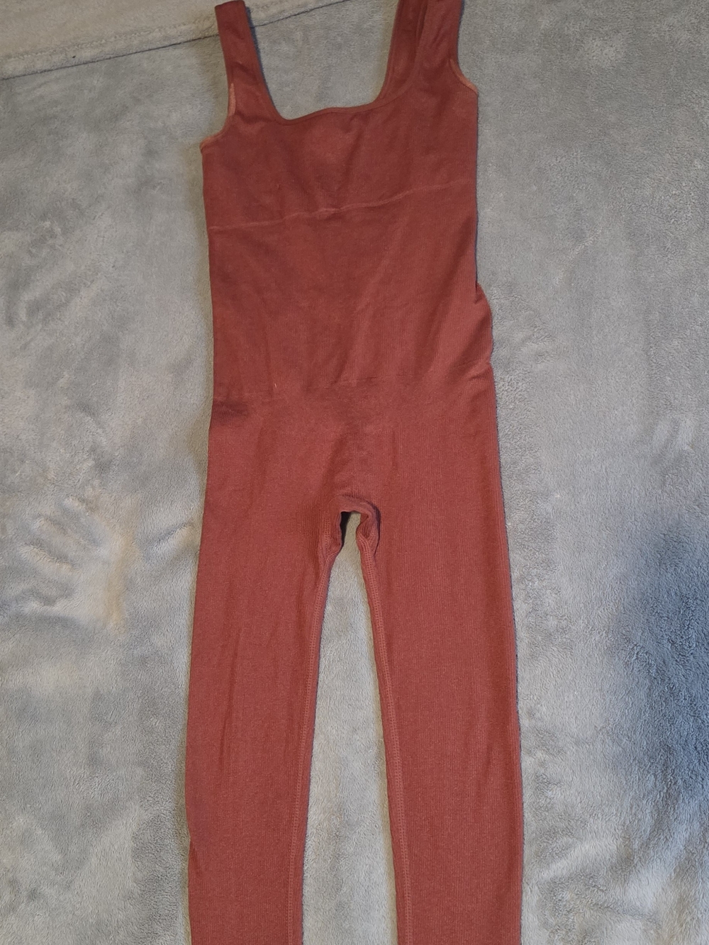 Women's Seamless Rust-Brown Tank Jumpsuit - Picture 3 of 6
